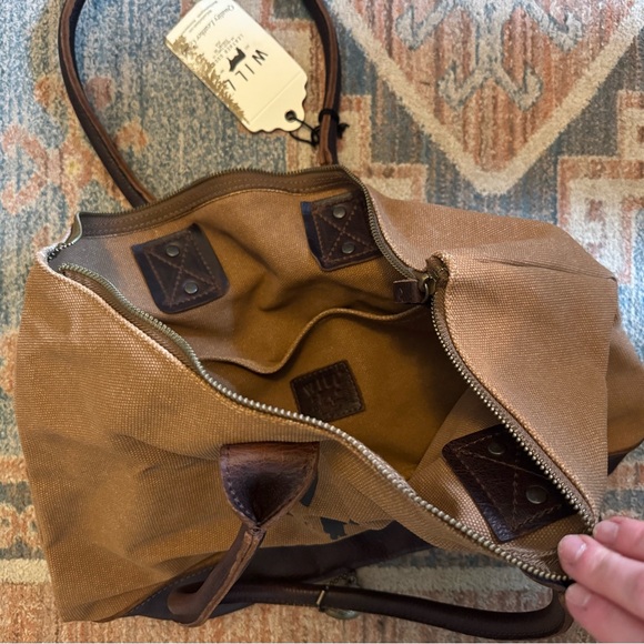 Will Leather Goods Tan and Brown Canvas Tote Bag - Picture 3 of 3